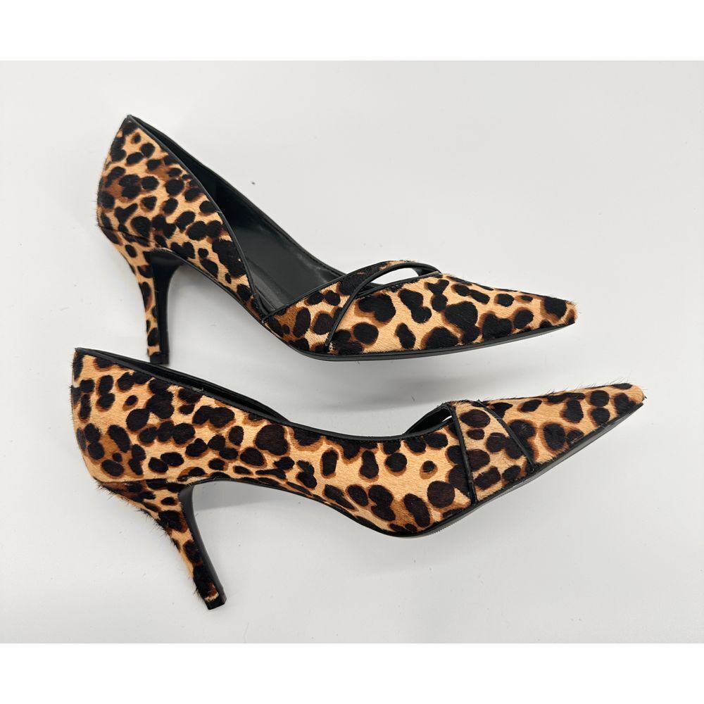 Nine West Women's Kimery Pump Sz 7.5M Pointed D'Orsay Heel Leopard Calf Hair NEW - Picture 4 of 7